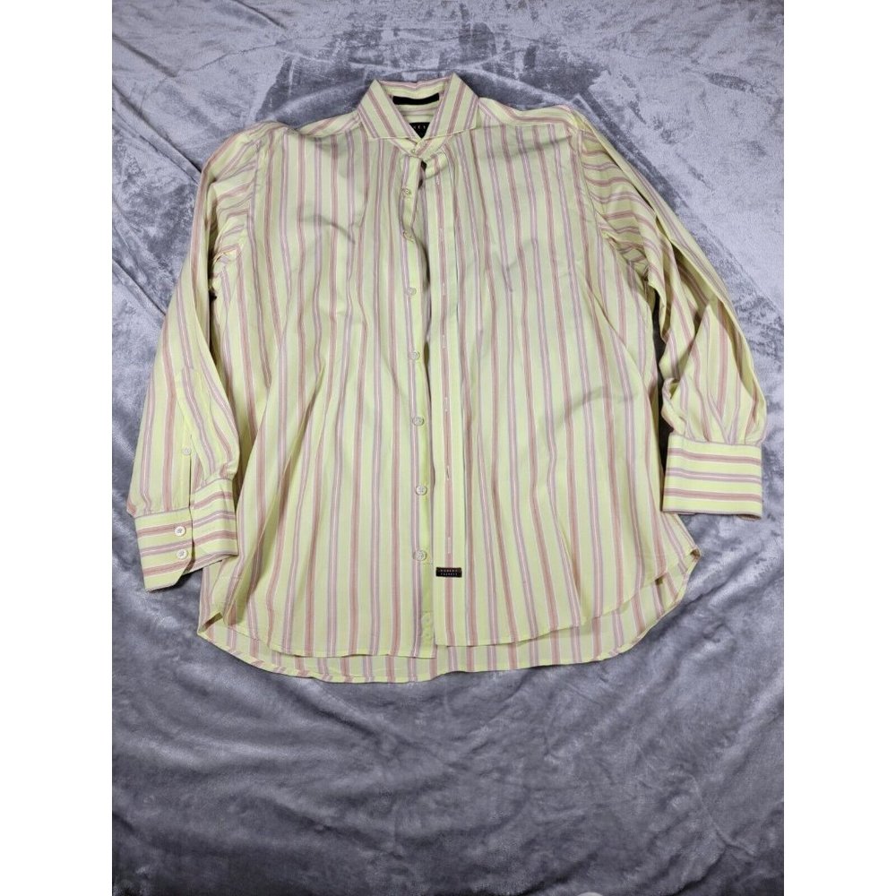 Robert Talbott Shirt Men Size Large Classic Button Up Key Lime Green Long Sleeve